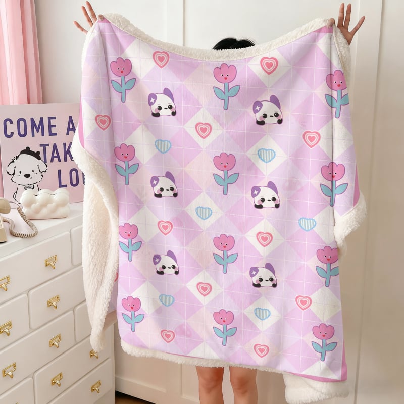 Διπλού στρώματος κουβέρτα από βελούδο γάλακτος και μαλλί αρνιού, με ρίγες, 300–499 g, κατάλληλη για όλες τις εποχές