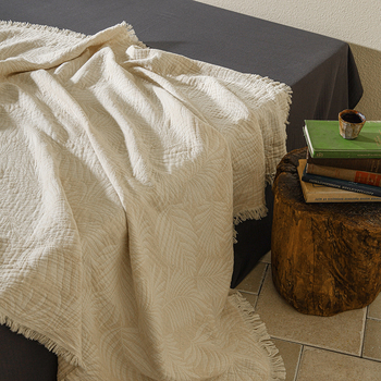 Blogerska deka od pamuka jacquard s resicama za kauč, dom i ured — težina 800–999 g, moderan minimalistički stil, pogodna za sve sezone