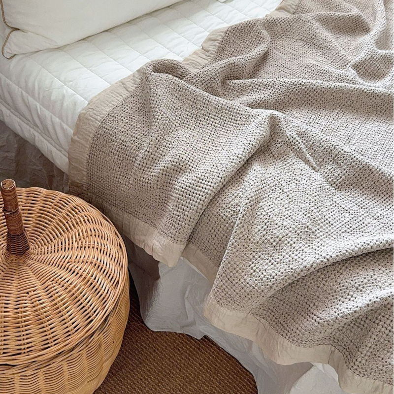 Βαμβακερή κουβέρτα βάφλα, INS στυλ, ελαφριά, κάτω από 300 g, κουβέρτα με νήματα