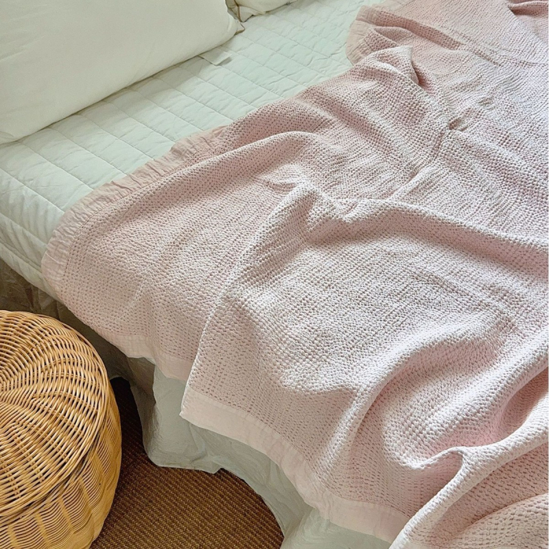 Βαμβακερή κουβέρτα βάφλα, INS στυλ, ελαφριά, κάτω από 300 g, κουβέρτα με νήματα