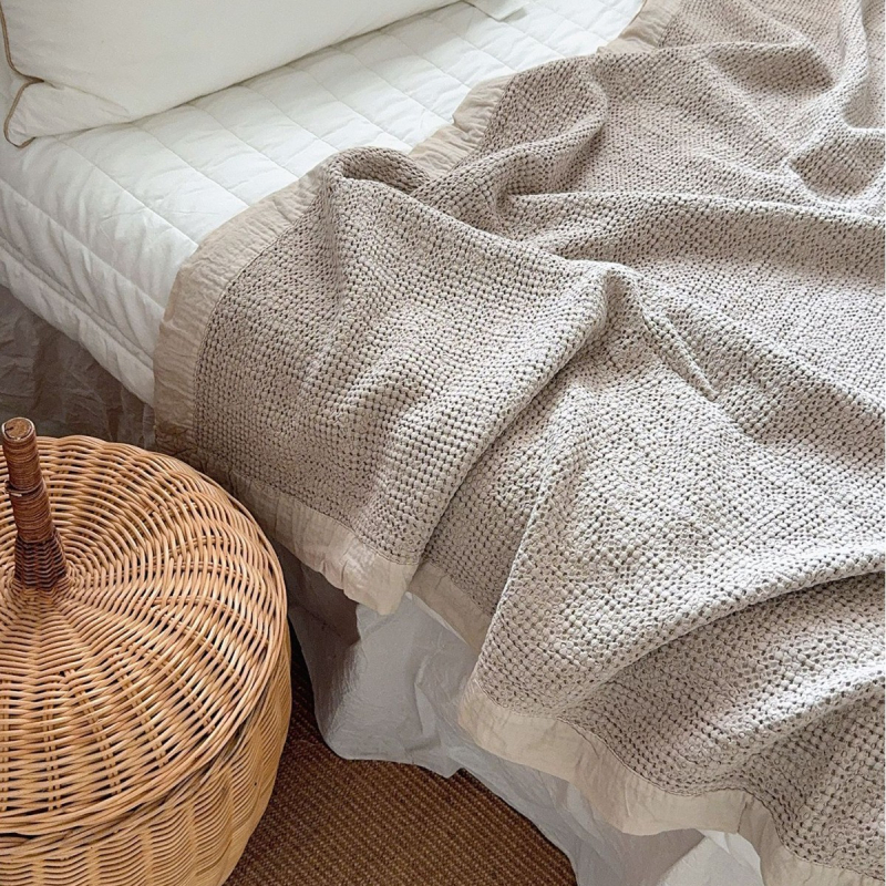 Βαμβακερή κουβέρτα βάφλα, INS στυλ, ελαφριά, κάτω από 300 g, κουβέρτα με νήματα
