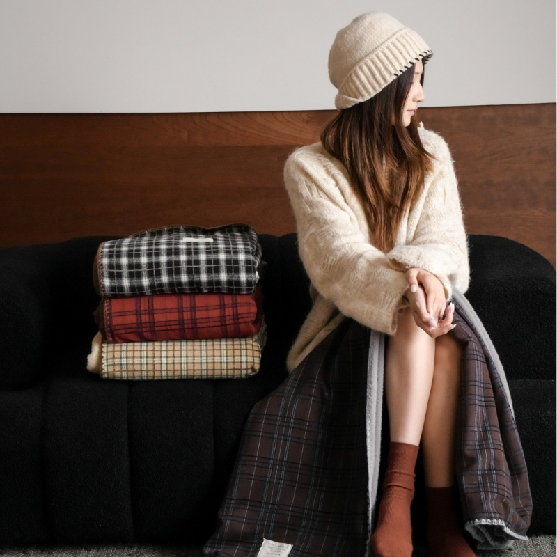 Покривало за диван – Vintage стил, райета, за всички сезони, 300–499 г, едната страна 100% памук, друга страна бионична овча пълнеж