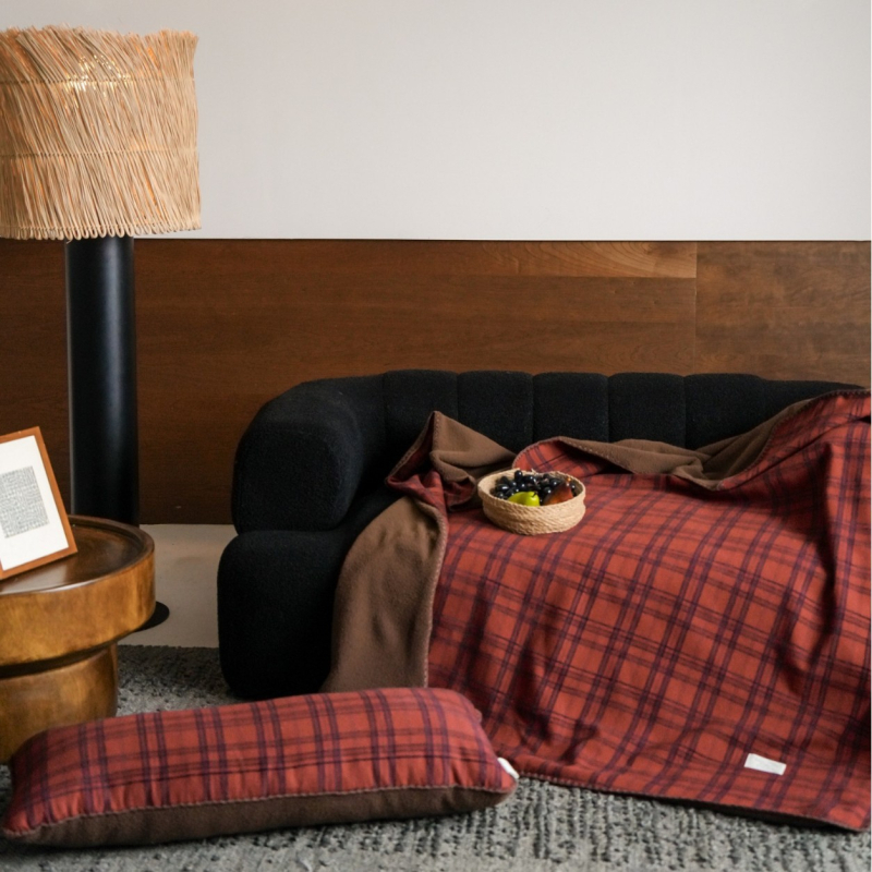 Покривало за диван – Vintage стил, райета, за всички сезони, 300–499 г, едната страна 100% памук, друга страна бионична овча пълнеж