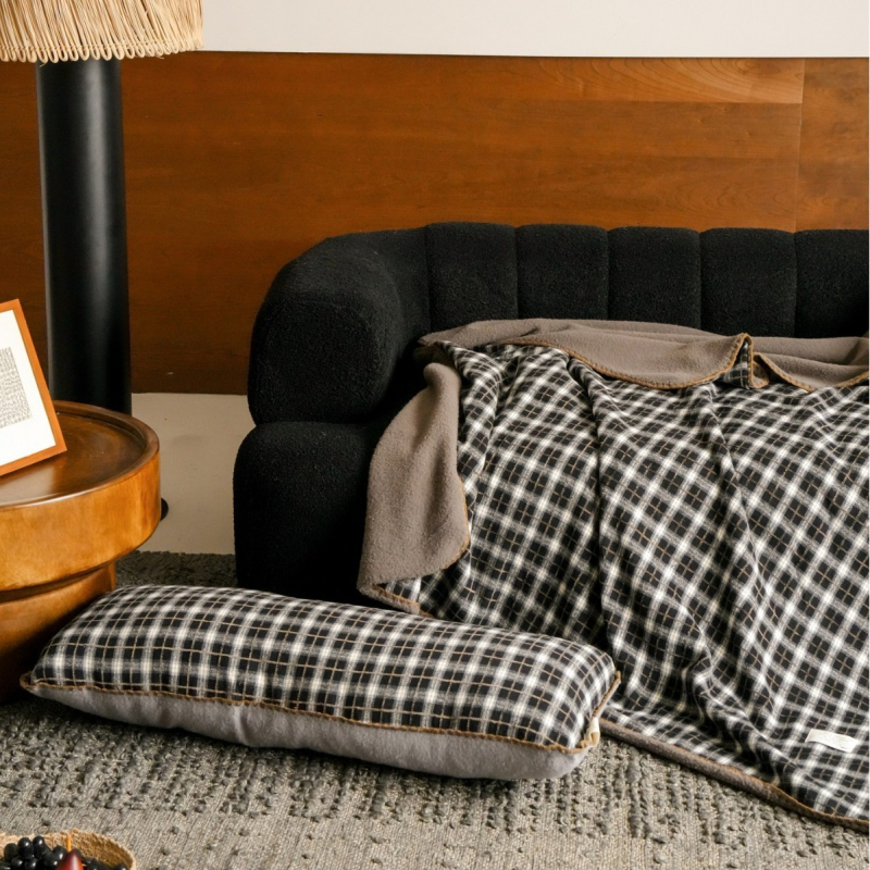 Покривало за диван – Vintage стил, райета, за всички сезони, 300–499 г, едната страна 100% памук, друга страна бионична овча пълнеж