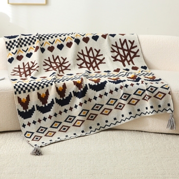 Νορδικός βαμβακο-πολυεστερική κουβέρτα με γεωμετρικό μοτίβο, βάρος 1500–1999 g, κατάλληλη για όλες τις εποχές, ποιότητα πρώτης κατηγορίας