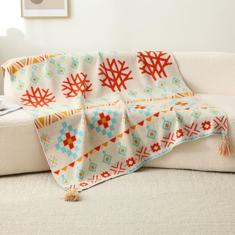 Νορδικός βαμβακο-πολυεστερική κουβέρτα με γεωμετρικό μοτίβο, βάρος 1500–1999 g, κατάλληλη για όλες τις εποχές, ποιότητα πρώτης κατηγορίας