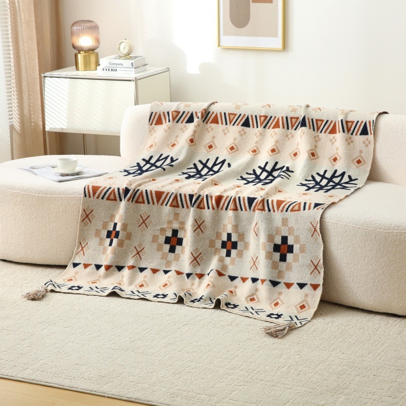 Νορδικός βαμβακο-πολυεστερική κουβέρτα με γεωμετρικό μοτίβο, βάρος 1500–1999 g, κατάλληλη για όλες τις εποχές, ποιότητα πρώτης κατηγορίας