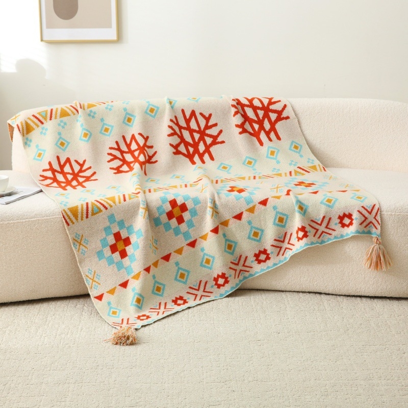 Νορδικός βαμβακο-πολυεστερική κουβέρτα με γεωμετρικό μοτίβο, βάρος 1500–1999 g, κατάλληλη για όλες τις εποχές, ποιότητα πρώτης κατηγορίας