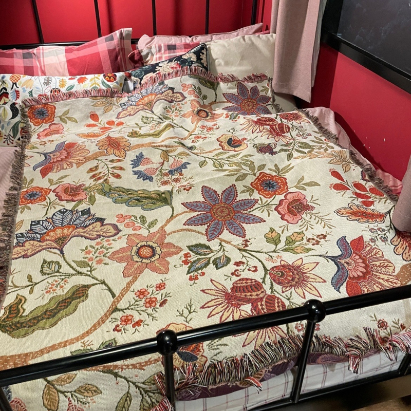 Kanapé pléd növények és virágok mintával, poliészter, korall velúr, súly 800–1000 g, márka Peel Forest