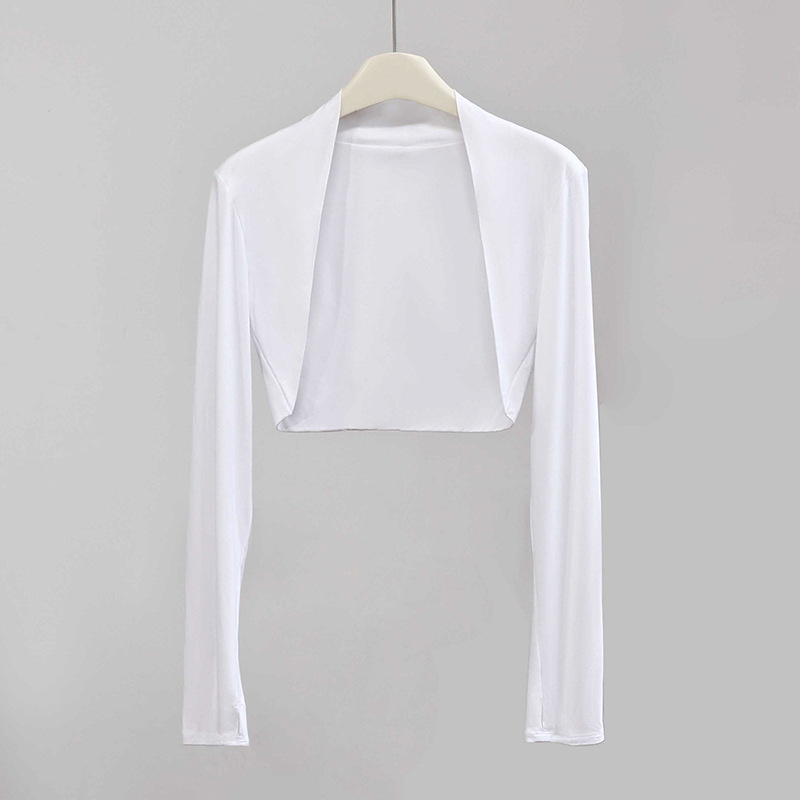 Top s kap-stilom, brzo suši, UV zaštita UPF50+, dugi rukavi, ultra kratka duljina, bez kopči, poliester-elastan smjesa