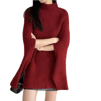 Кашмир пуловер с бат ръкав и пелерина — за жени