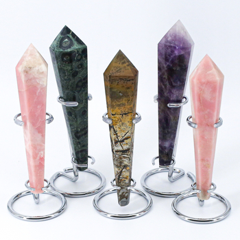 Kristály scepter toronyfaragás — természetes kristály, karton doboz csomagolás, Stargate Jewelry