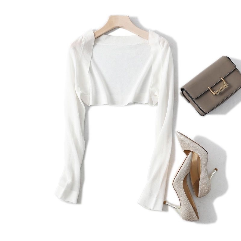 Cardigan od viskoze, ultra kratka duljina, dugi rukavi, poluotvoren ovratnik