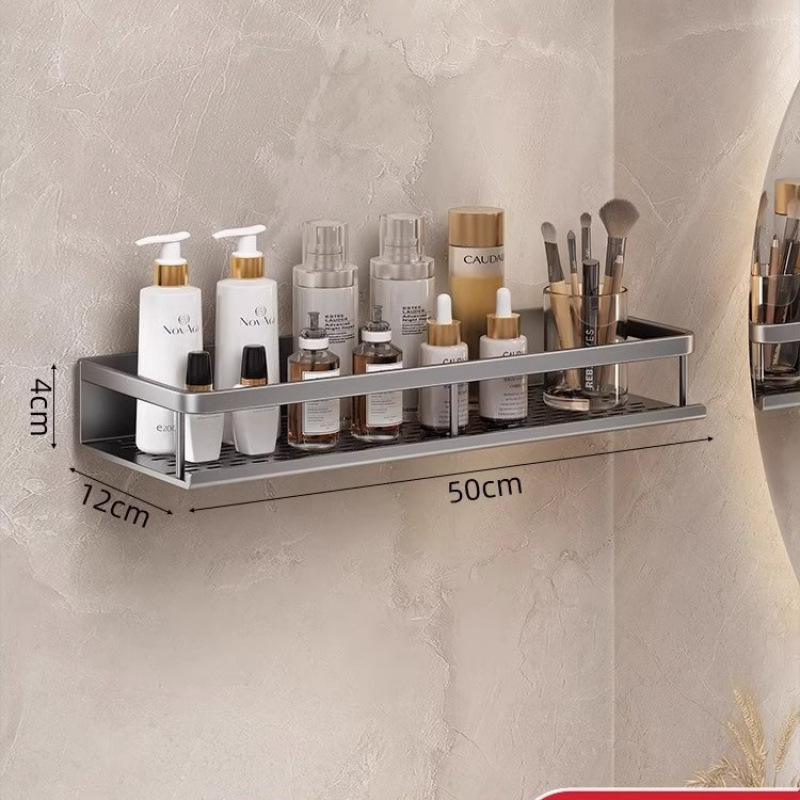 Fürdőszobai falra szerelhető polc, 1 réteg, fúrás nélküli, CE tanúsítvány