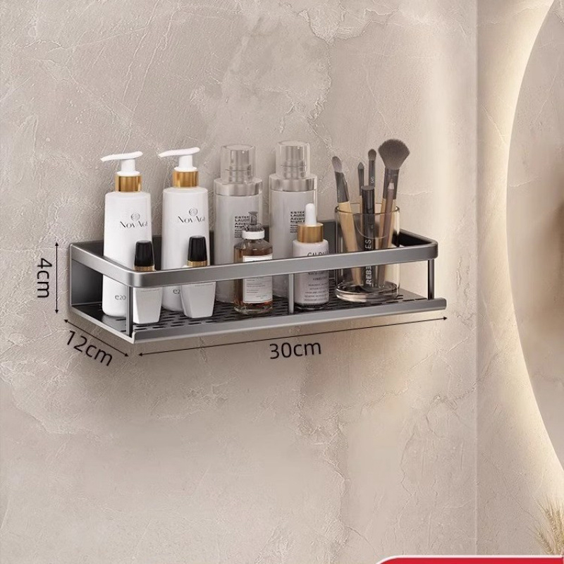 Fürdőszobai falra szerelhető polc, 1 réteg, fúrás nélküli, CE tanúsítvány