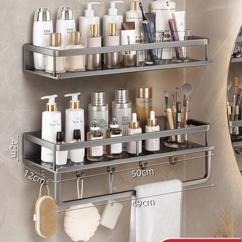 Fürdőszobai falra szerelhető polc, 1 réteg, fúrás nélküli, CE tanúsítvány