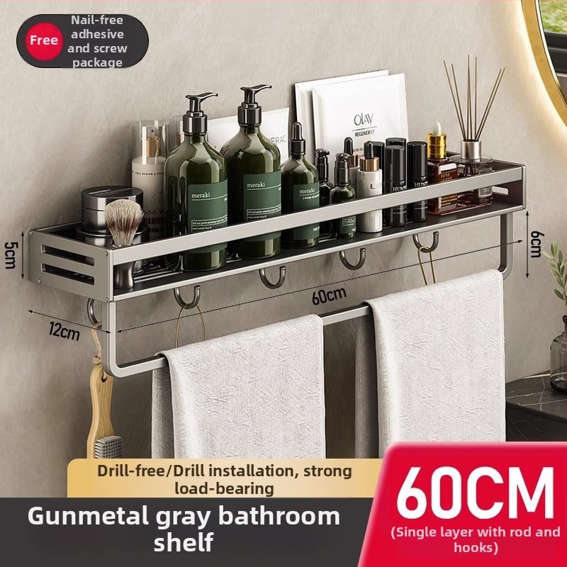 Vannitoa seinale kinnitatav riiul, 1 tasand, puurimata paigaldus, CE sertifikaat