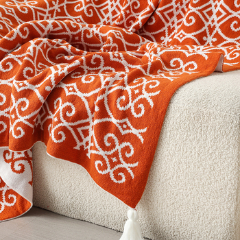 Akrilna pletena deka s geometrijskim uzorkom (za proljeće i jesen, težina 500–799 g, vrhunska kvaliteta, moderan minimalistički stil)