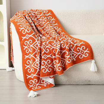 Akrilna pletena deka s geometrijskim uzorkom (za proljeće i jesen, težina 500–799 g, vrhunska kvaliteta, moderan minimalistički stil)