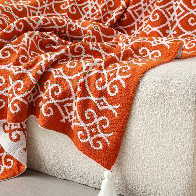 Akrilna pletena deka s geometrijskim uzorkom (za proljeće i jesen, težina 500–799 g, vrhunska kvaliteta, moderan minimalistički stil)