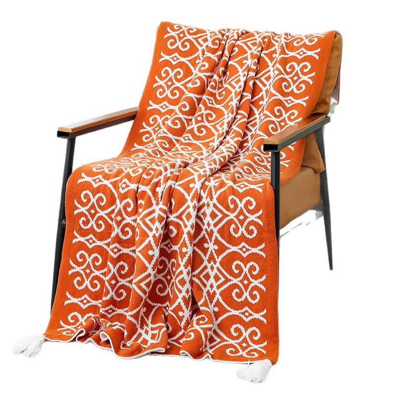 Akrilna pletena deka s geometrijskim uzorkom (za proljeće i jesen, težina 500–799 g, vrhunska kvaliteta, moderan minimalistički stil)