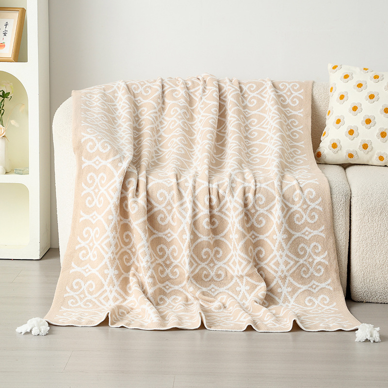 Akrilna pletena deka s geometrijskim uzorkom (za proljeće i jesen, težina 500–799 g, vrhunska kvaliteta, moderan minimalistički stil)