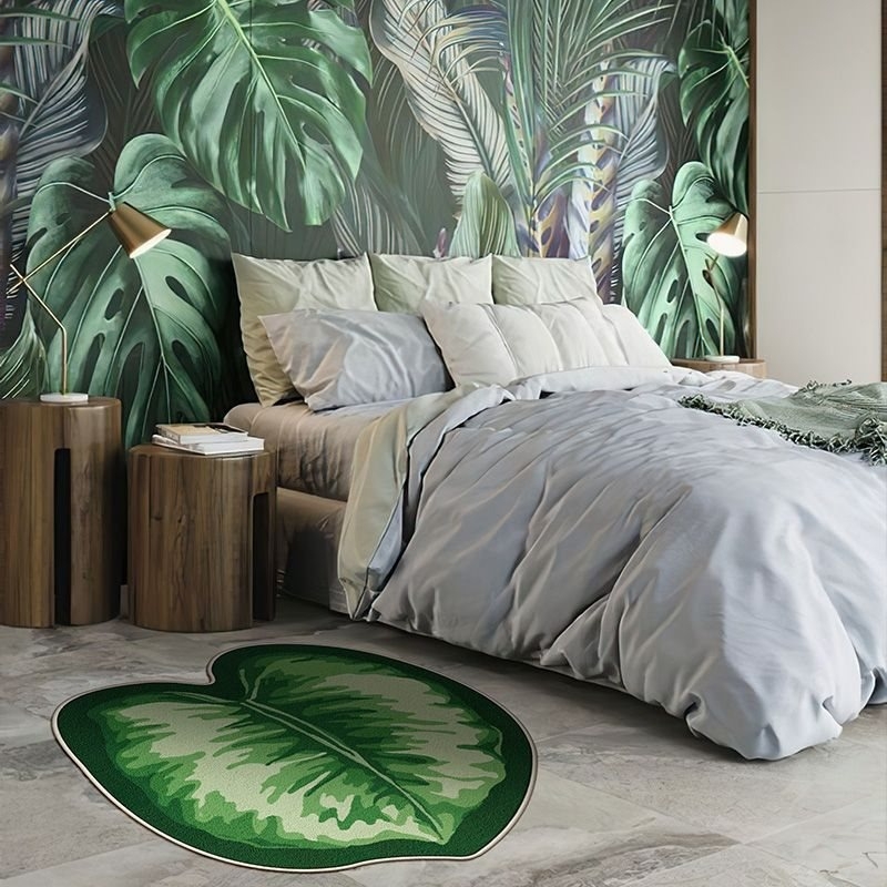 Kružni podni tepih – poliesterska vlakna, cvjetni biljni uzorak, perivo, prilagođena obrada: Da