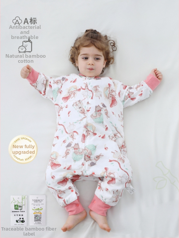 Sac de dormit pentru copii din fibre de bambus cu căptușeală din bambus, umplutură din fibră de celuloză regenerată, mâneci detașabile, antibacterian și absorbant de umiditate, pentru toate sezoanele.