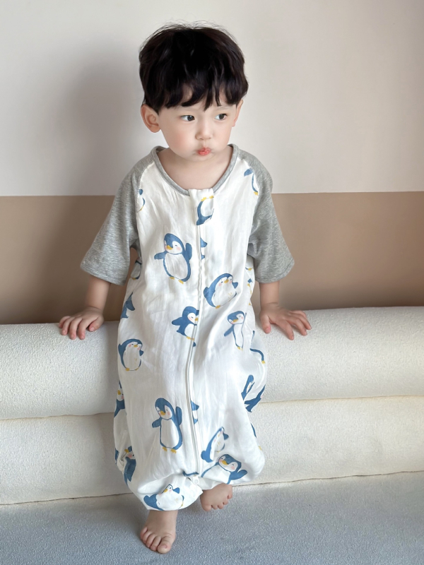 Dječji spavaći vreća s digitalnom tiskom, od bambusovih vlakana, tanak, s karikaturnim uzorkom, pogodan za ljeto i proljeće