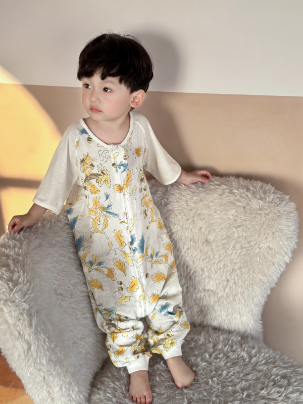 Dječji spavaći vreća s digitalnom tiskom, od bambusovih vlakana, tanak, s karikaturnim uzorkom, pogodan za ljeto i proljeće