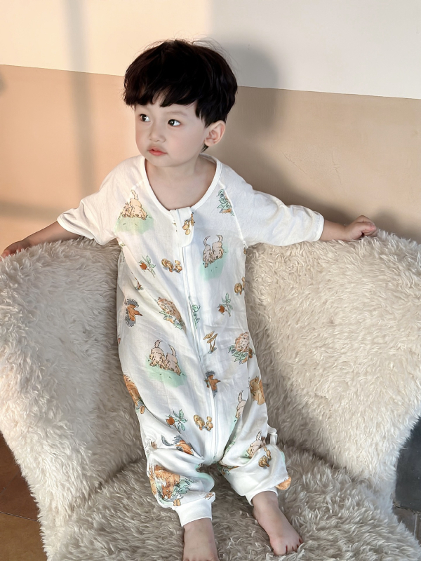 Dječji spavaći vreća s digitalnom tiskom, od bambusovih vlakana, tanak, s karikaturnim uzorkom, pogodan za ljeto i proljeće