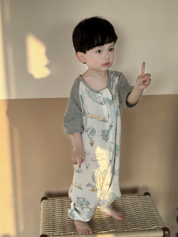 Dječji spavaći vreća s digitalnom tiskom, od bambusovih vlakana, tanak, s karikaturnim uzorkom, pogodan za ljeto i proljeće