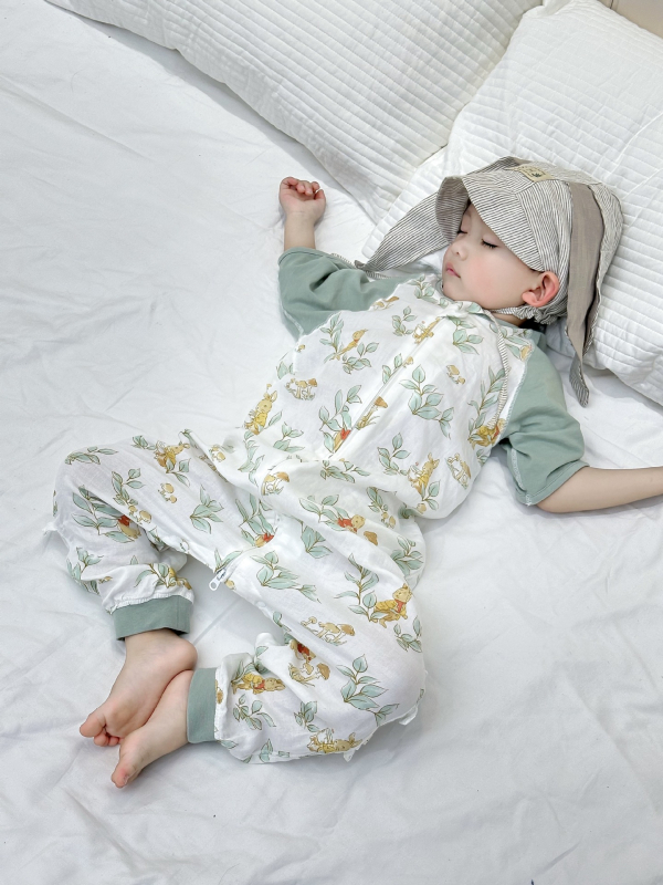 Dječji spavaći vreća s digitalnom tiskom, od bambusovih vlakana, tanak, s karikaturnim uzorkom, pogodan za ljeto i proljeće