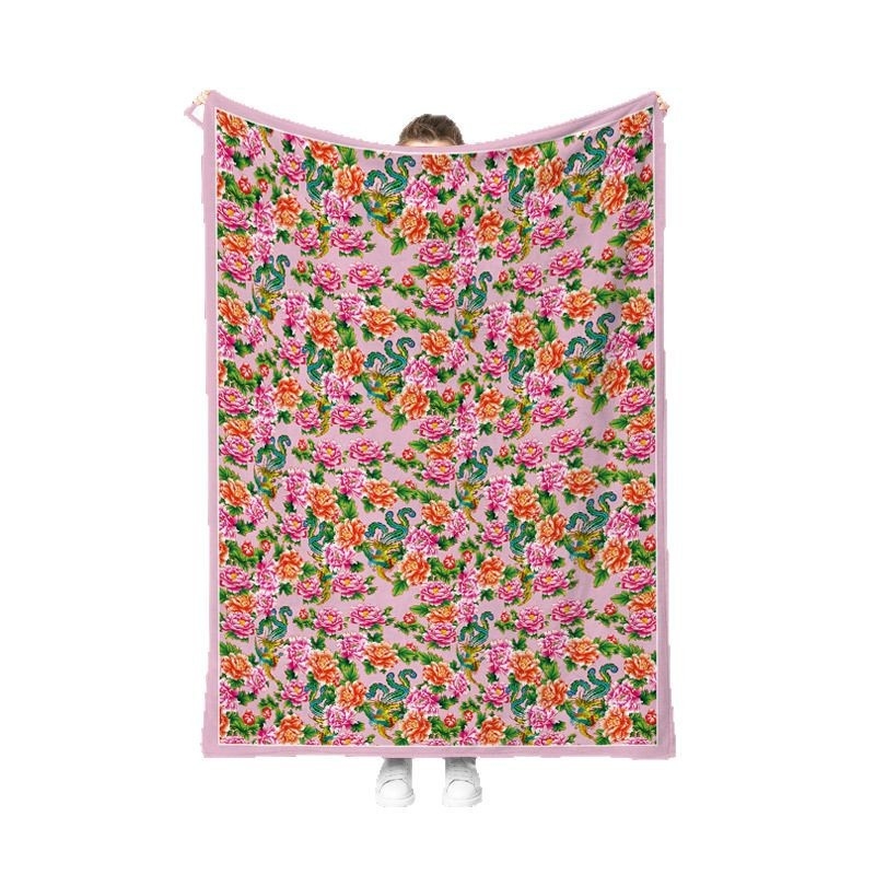 Cvjetna dvostruka flanel deka za noge, zimska upotreba, udoban odmor u uredu