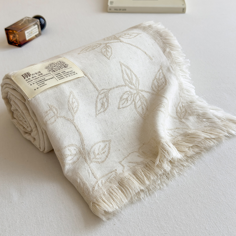 Lanena Jacquard deka s resicama, cvjetni uzorak, proljeće i jesen