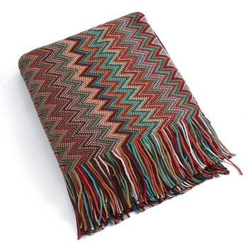 Boemska deka za kauč, akrilno pletiva deka, Wool-Cashmere tip, geometrijski uzorak