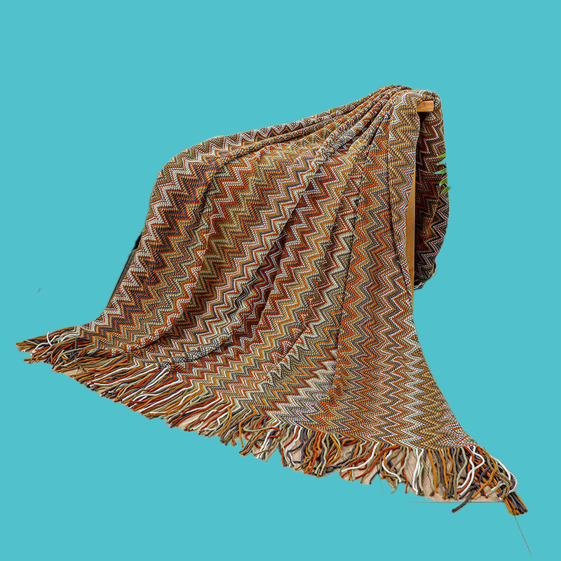 Boemska deka za kauč, akrilno pletiva deka, Wool-Cashmere tip, geometrijski uzorak