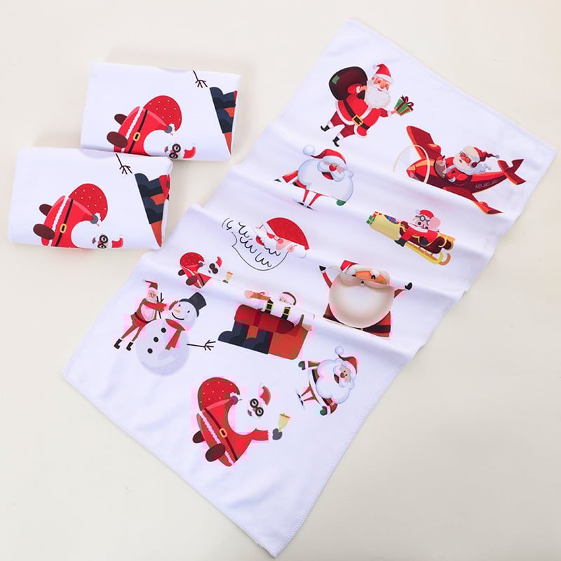 Mikrovlaknasti božićni ručnik s prilagođenim printom, 100–120 g, 32 vlakna, tiskovni proces, visoka gustoća