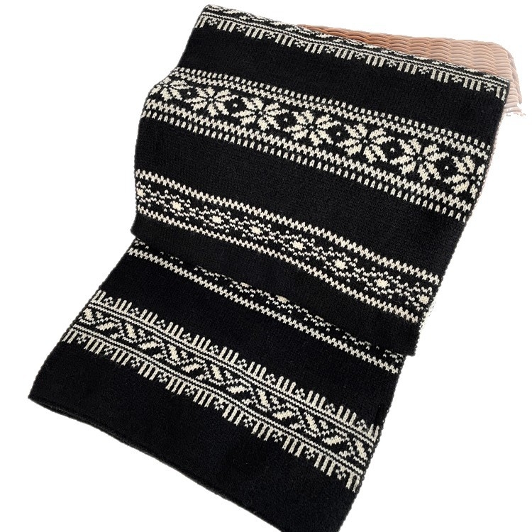 Плетен шал с жакардова шарка, имитационен кашмир, акрил и полиестер, топло за зимата, стил: универсален и минималистичен