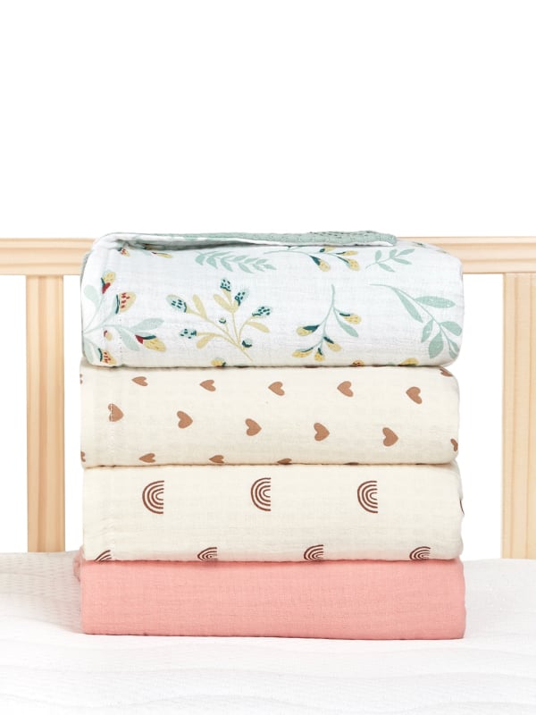 Dječja deka od 100% pamuka, sve-sezone (proljeće–zima), za novorođenčad, cvjetni uzorak, sigurnosna razina A
