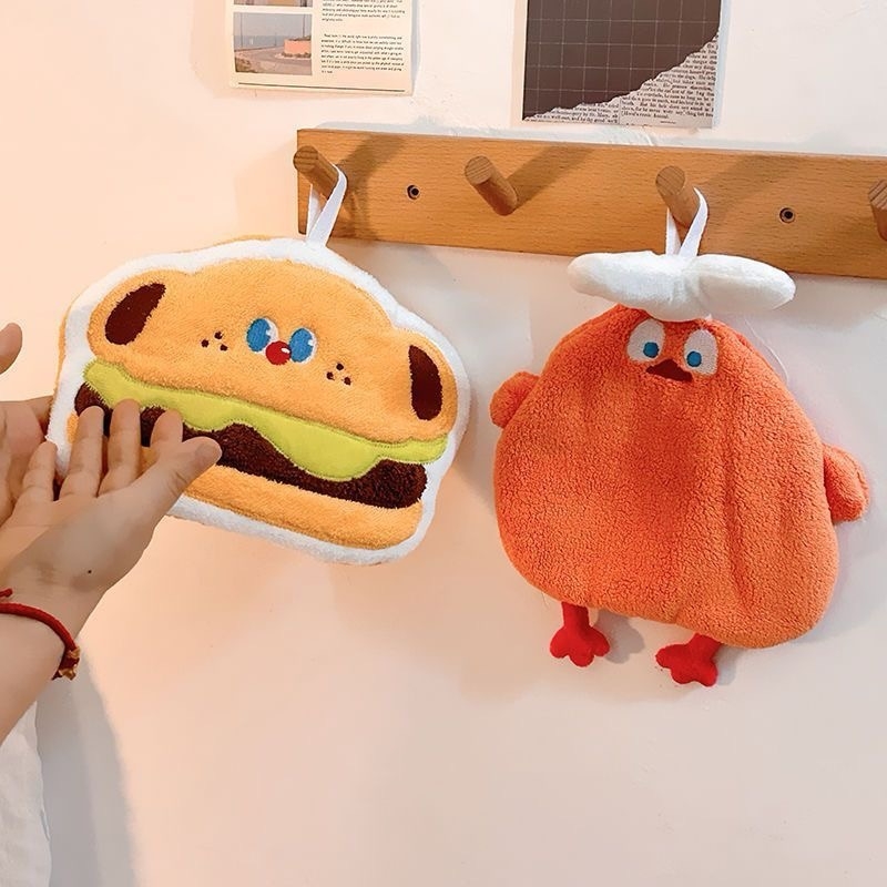 Viseći ručnik za ruke za kupaonicu – koralni flis, vez, 150D, 30–50 g