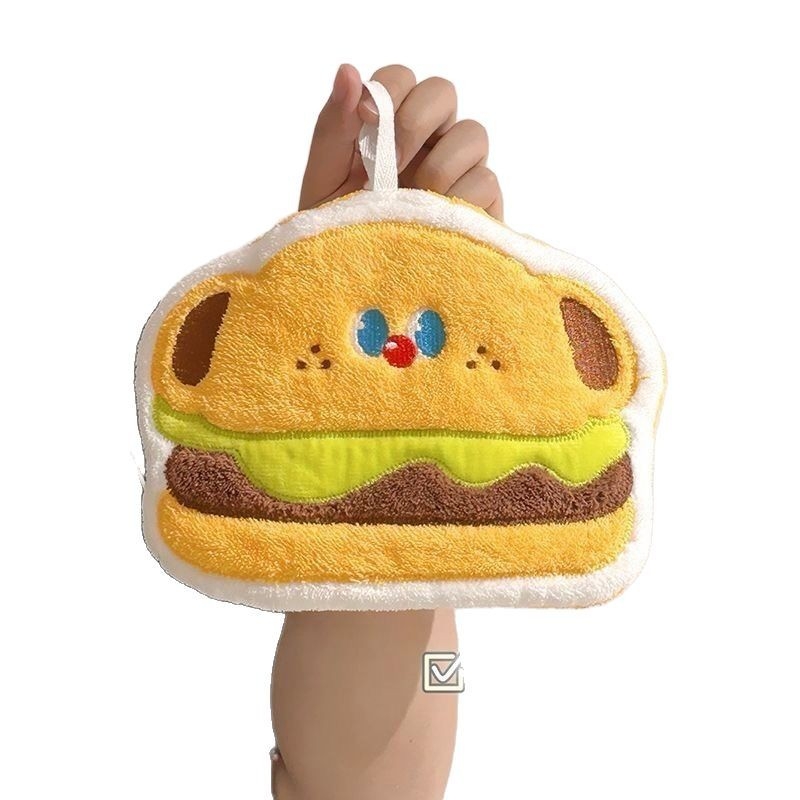 Viseći ručnik za ruke za kupaonicu – koralni flis, vez, 150D, 30–50 g