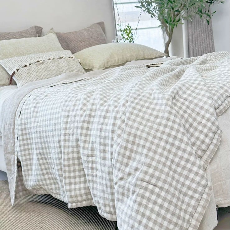 Linane tekk bambuskiu täidisega, kahekülgne ja pestav, kevade ja sügise jaoks, kaal 2–2,5 kg