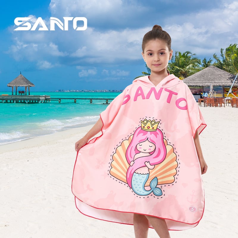 Gyerekeknek kapucnis fürdőlepedő – ultrafin rostokból, 400–500 g, sík szövés, 100d poliiszter + 200d poliiszter-pamut