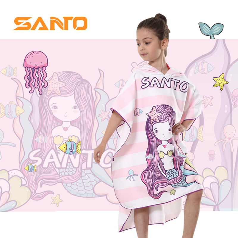 Gyerekeknek kapucnis fürdőlepedő – ultrafin rostokból, 400–500 g, sík szövés, 100d poliiszter + 200d poliiszter-pamut