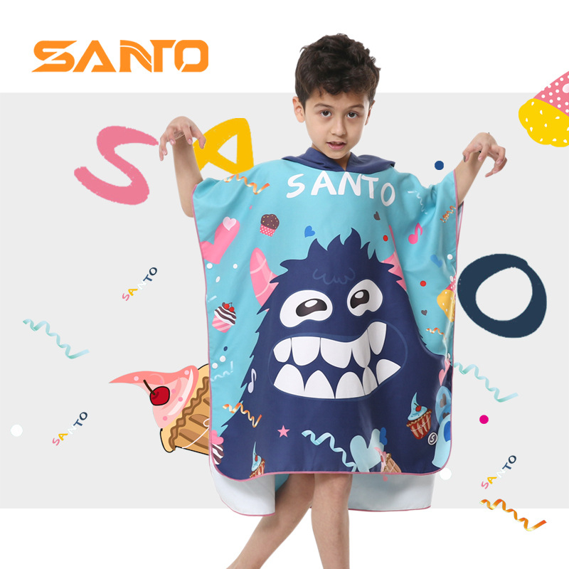 Gyerekeknek kapucnis fürdőlepedő – ultrafin rostokból, 400–500 g, sík szövés, 100d poliiszter + 200d poliiszter-pamut