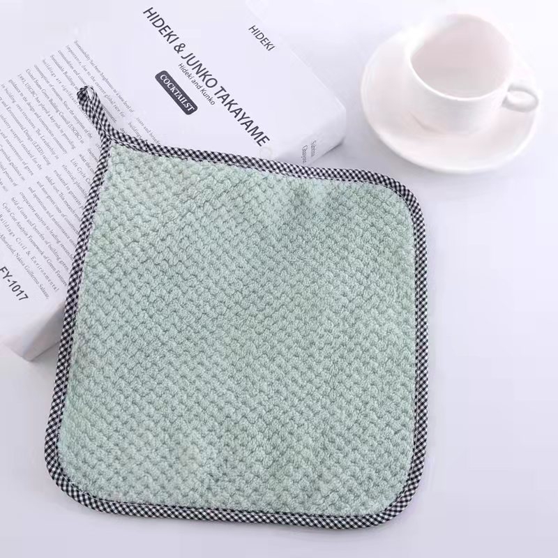 Green Bamboo mikroszálas négyzetes törölköző otthoni és autóápoláshoz, 0–5 s vízfelvétel, 240 g, egypálú fonal, szegélyezett