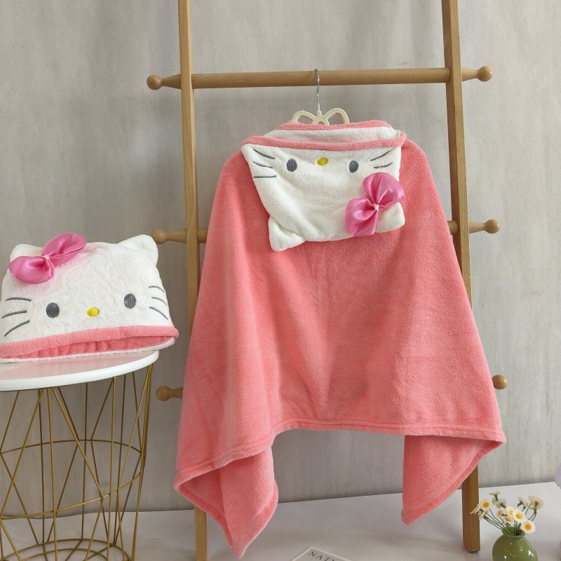 Dječji kapuljačasti ručnik za kupanje - Coral fleece, 200–300 g, 32 niti, jednostavno tkanje