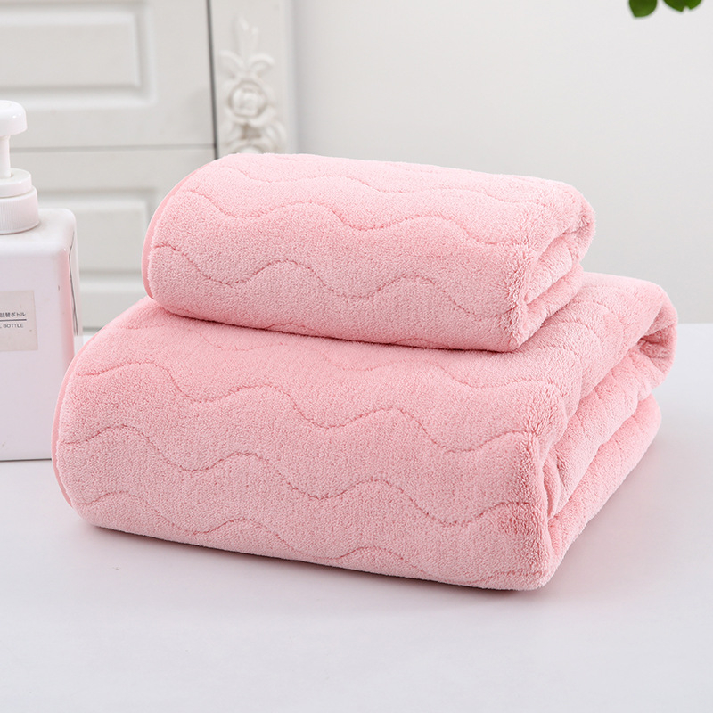 Korall plüss szegéllyel fürdőlepedő, 150D, varrott széle, 80–100 g, nedvszívó és gyorsan száradó