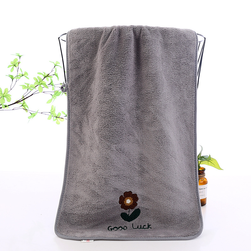 Ručnik za lice s izvezenim rubom i motivom sretnog cvijeta, koralni flis, 100d vlakno, 200 g ili više, proizvodni proces: vez, obrub, izrezani velur